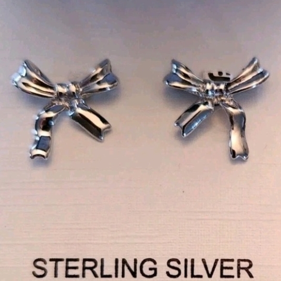 Sterling Silver Bow Earrings - Picture 3 of 3